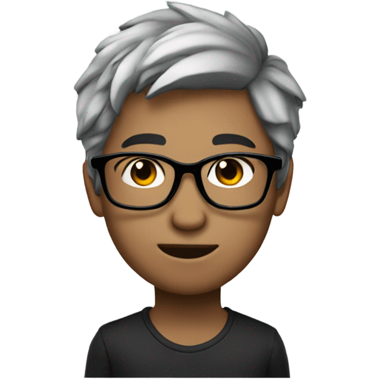 right side side Side profile boy with silver and black hair speaking wearing glasses. white white skin emoji