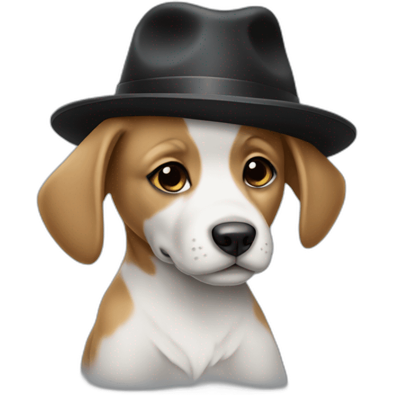 baby dog with a blach hat emoji