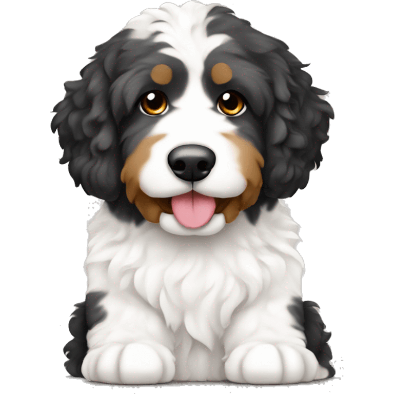 white bernedoodle with tan spots sitting  emoji