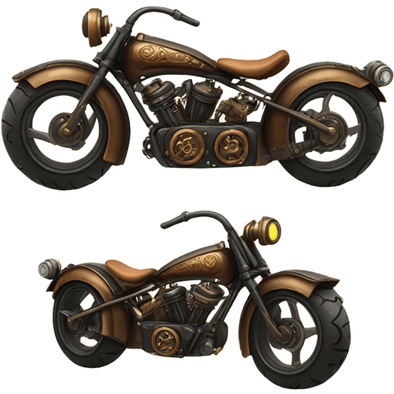 steampunk motorbike side and back view emoji