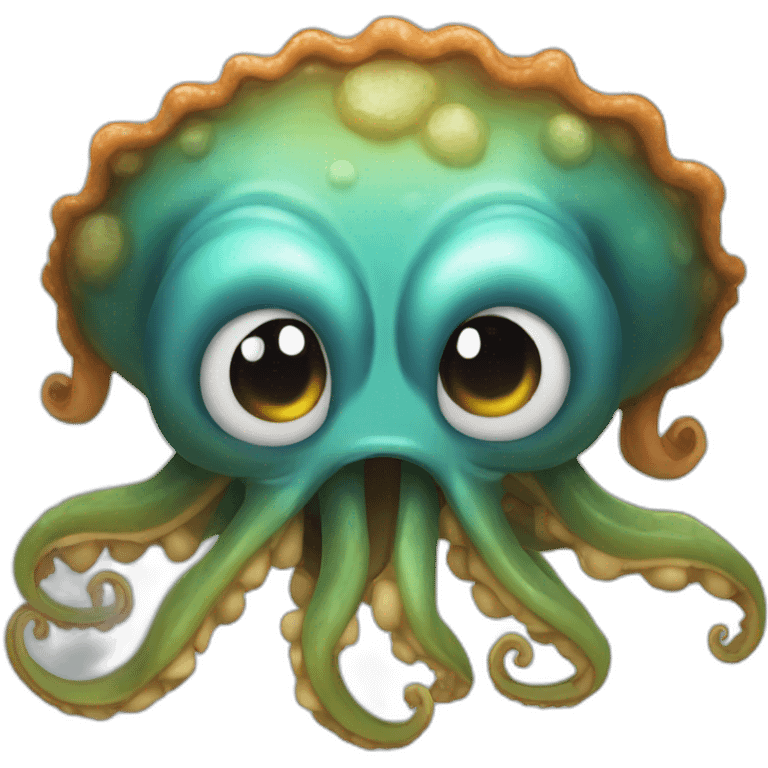 Cute kraken feared with open mouth emoji