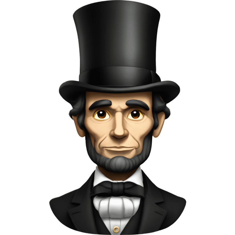 Abraham Lincoln wearing a stove top hat and a tie and the image is color emoji