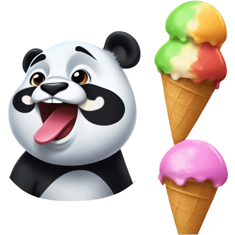 Panda eating ice cream emoji