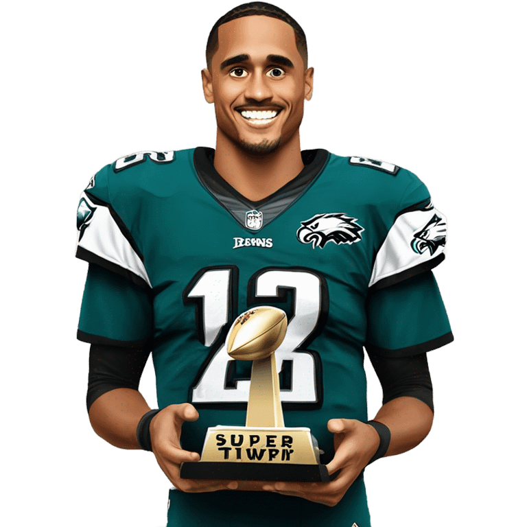 Jalen Hurts from the Eagles holding a Super Bowl trophy  emoji