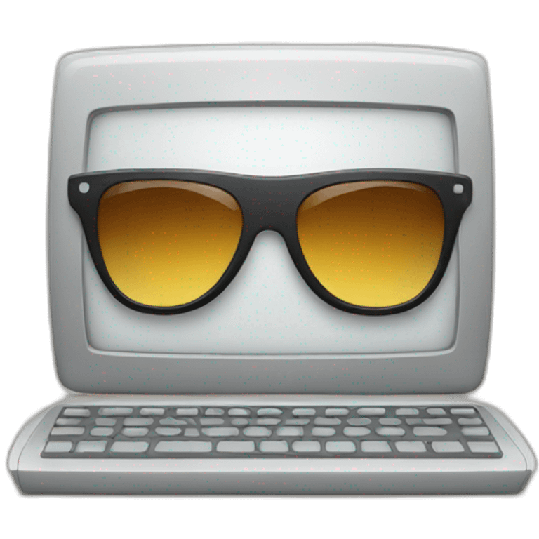 Computer with sunglasses emoji