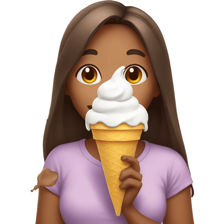 Cute girl eating ice cream emoji