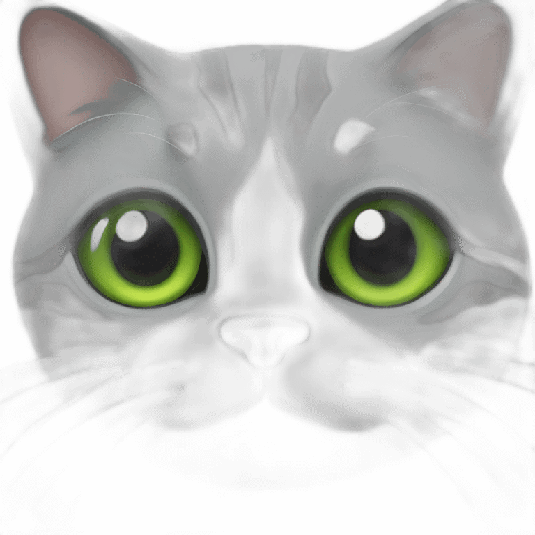 Un Chat gris foncé efreyée avec des yeux verts emoji