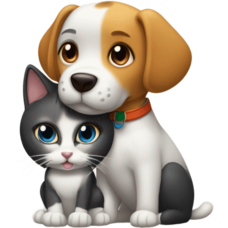 Dog and cat as buddies emoji