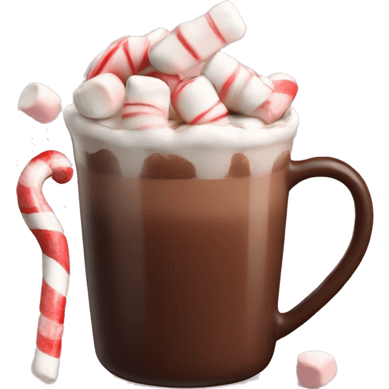 Hot chocolate with to peppermint and marshmallows emoji