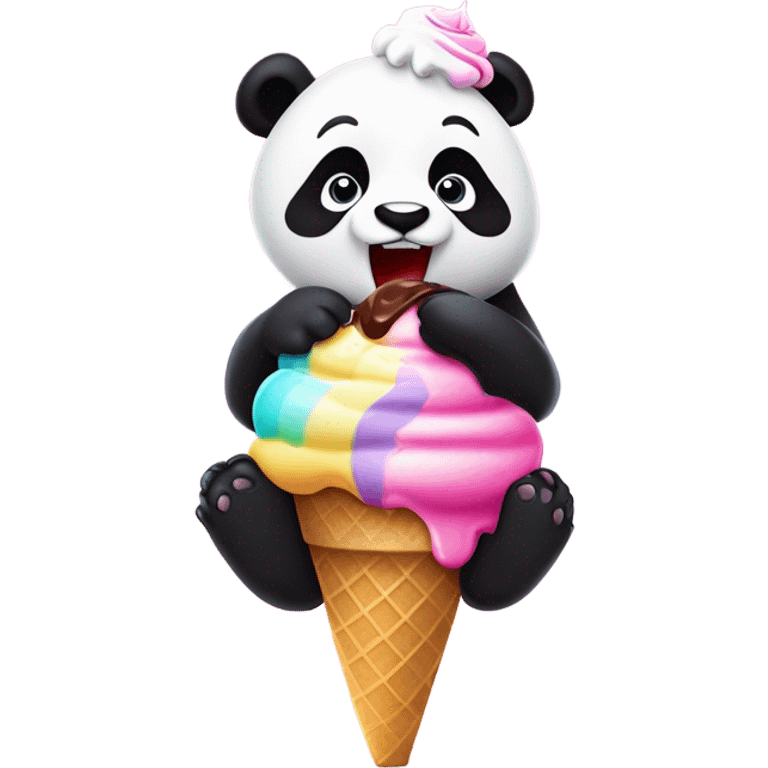 Panda eating ice cream emoji