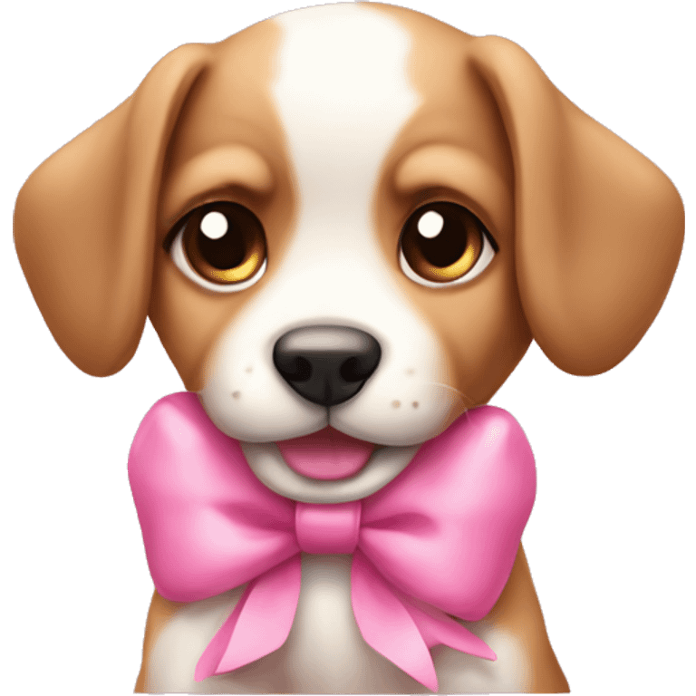 Puppy with pink bows emoji