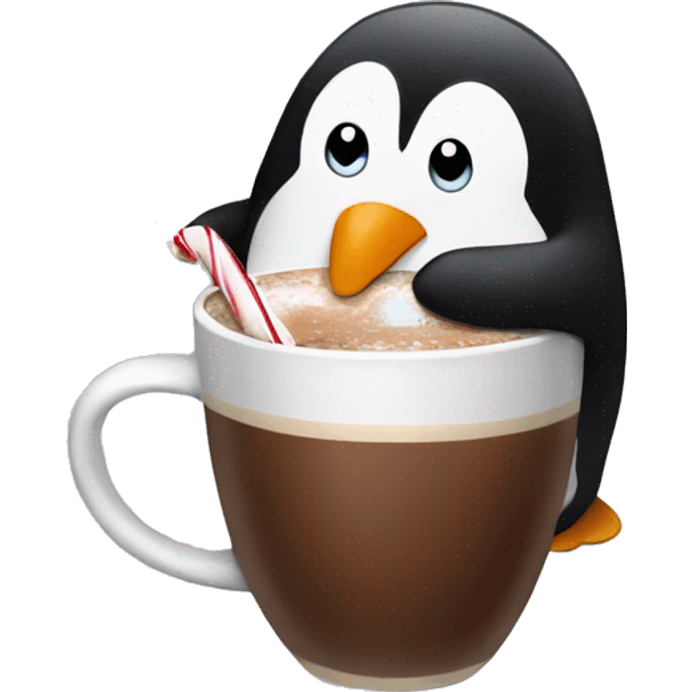 Penguin drinking hot chocolate emoji