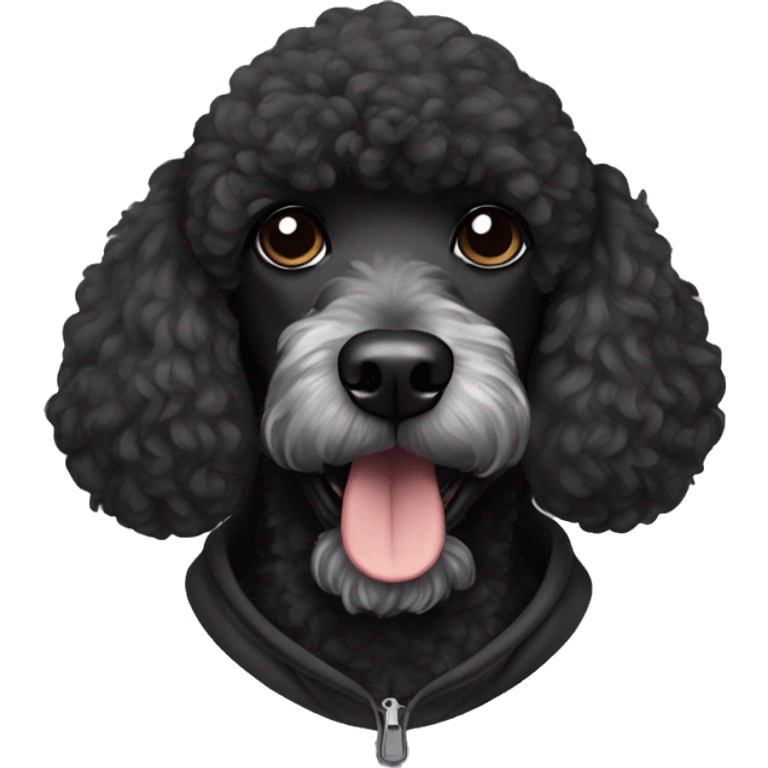 Black poodle wearing hoodie emoji