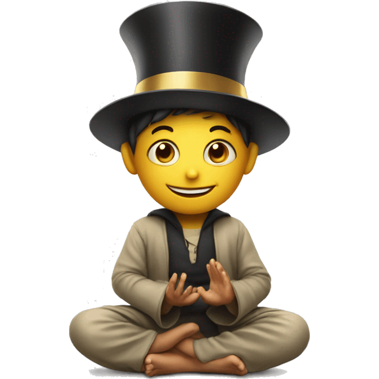 A happy kid meditating with a magician hat emoji