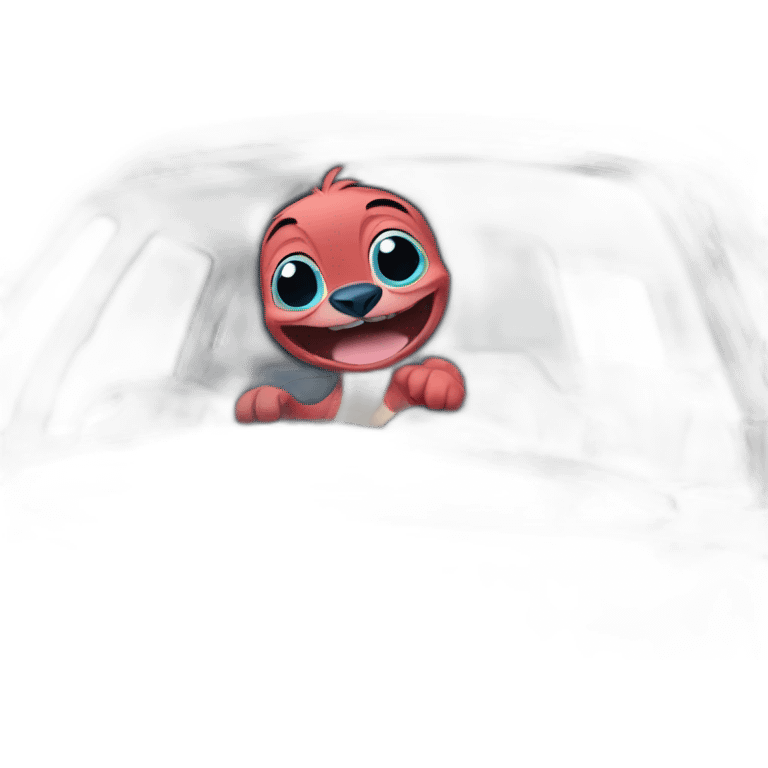 "Stitch, in the car emoji