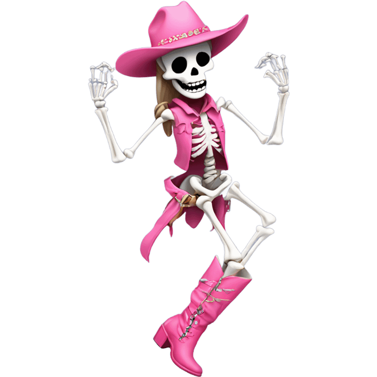 skeleton dancing in pink cowgirl boots emoji