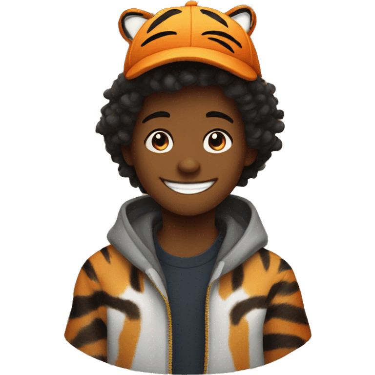 smiling boy with tiger hat in another universe  emoji