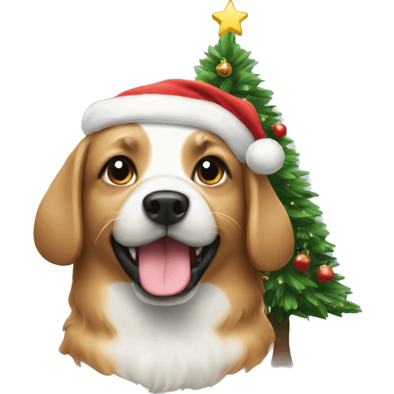 dog with christmas tree emoji