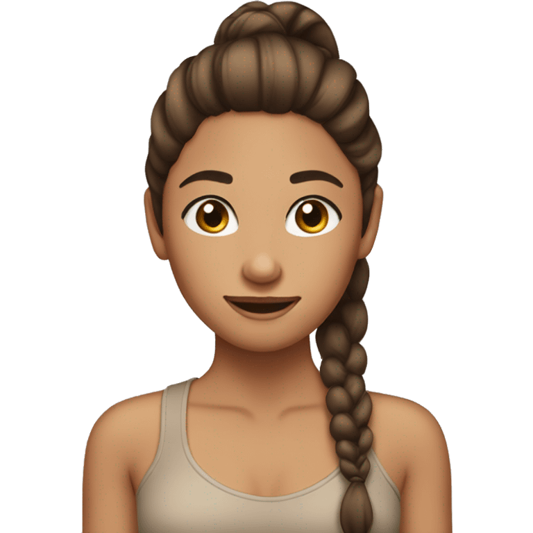 Tan girl with long brown hair in ponytail and eyelashes  emoji