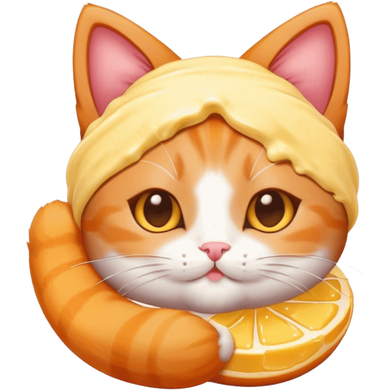 Kawaii kitten with butter on its head emoji