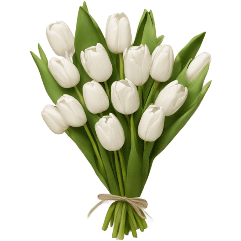 White tulips bouquet in craft paper emoji