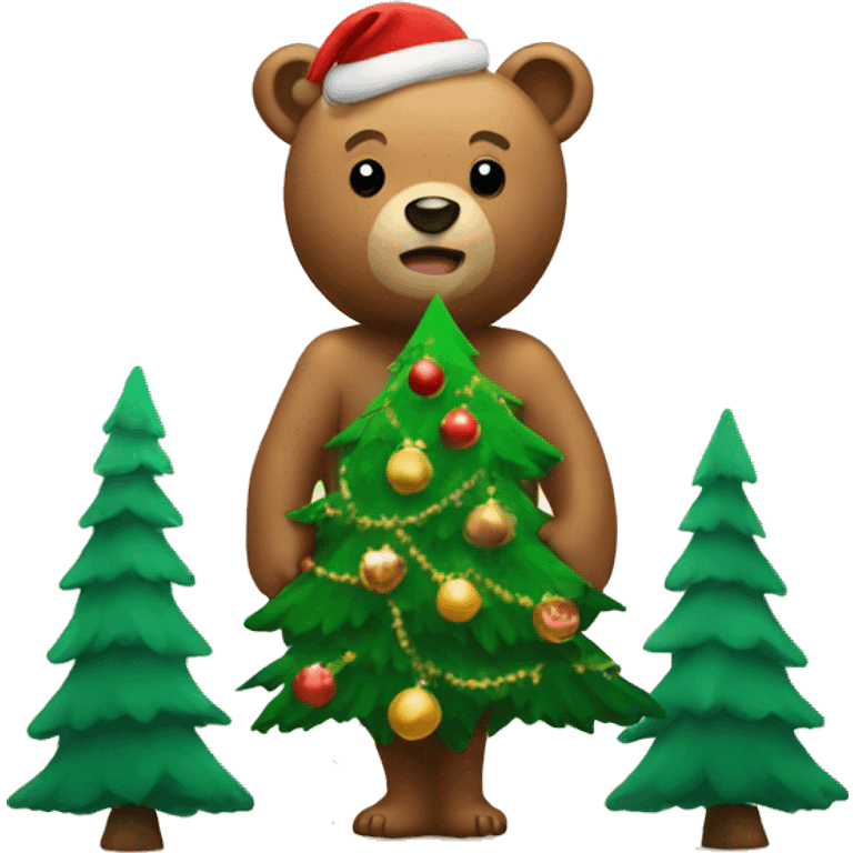 bear with christmas tree emoji