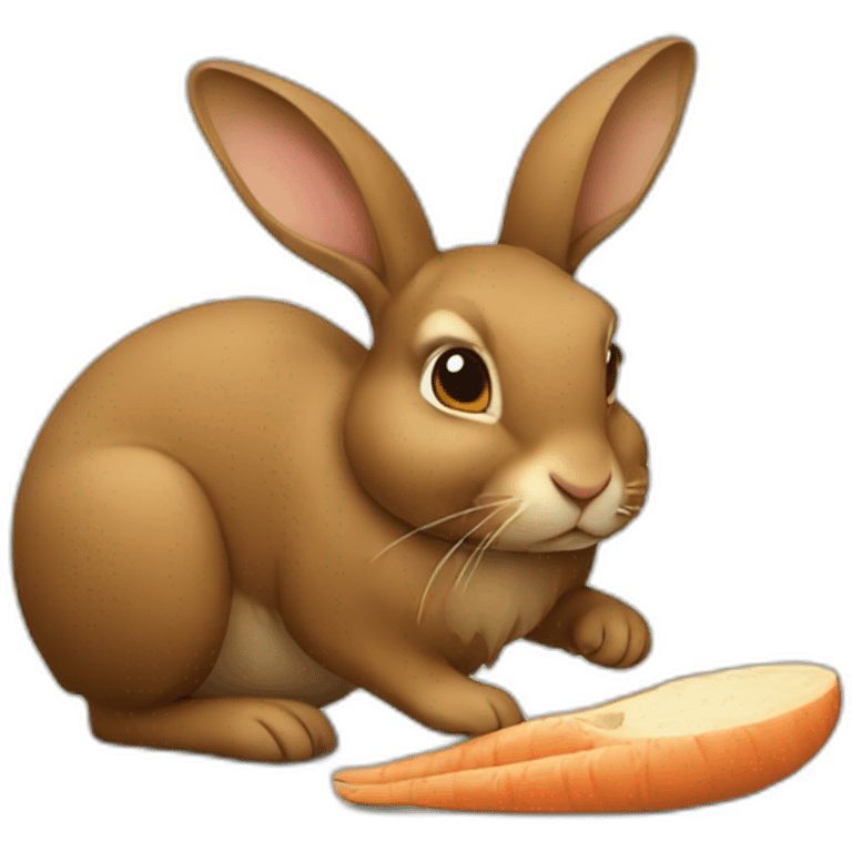 brown rabbit a eating emoji