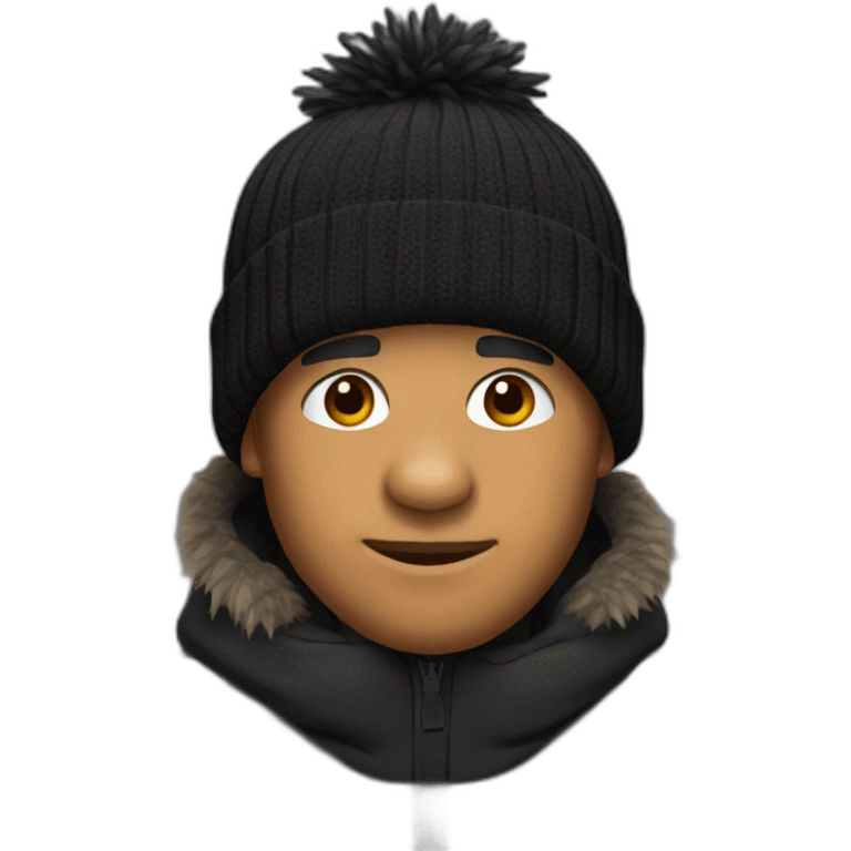 Full face boar with stubble in a black adidas winter hat emoji