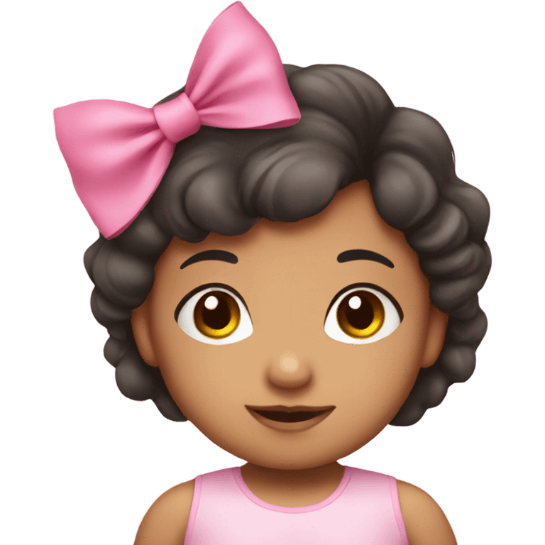 Hispanic toddler girl with pink bow  emoji