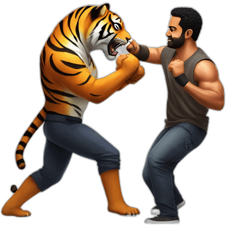 jr ntr fighting with tiger emoji