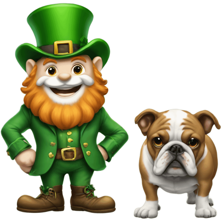 Leprechaun standing on a bulldog emoji