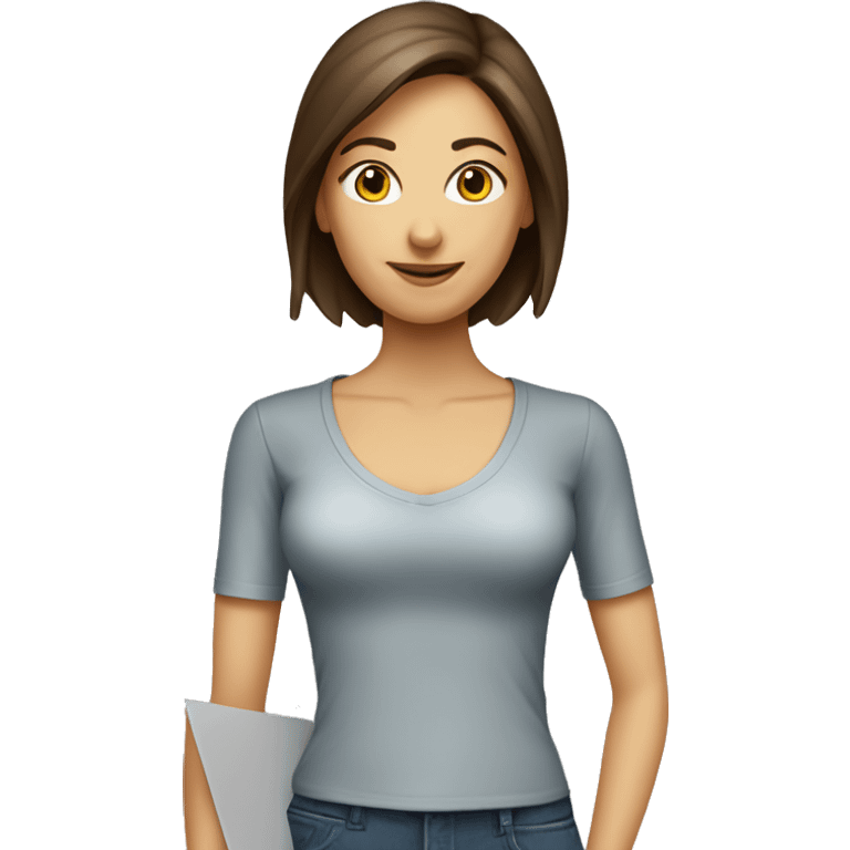 Slim brunette Caucasian lady wearing a box as clothes emoji