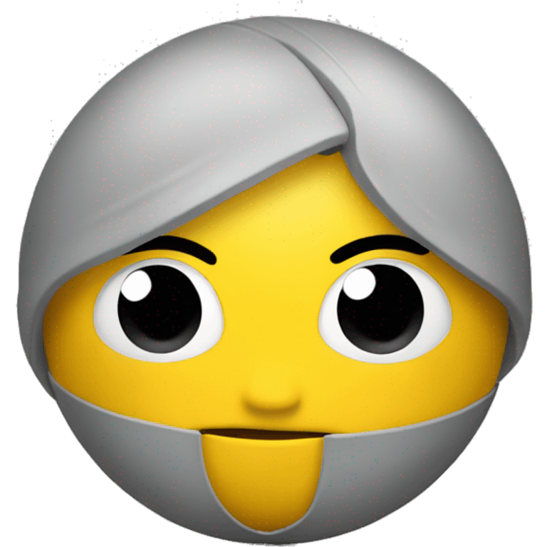 A yellow, ball head with a cartoon surprise emoji