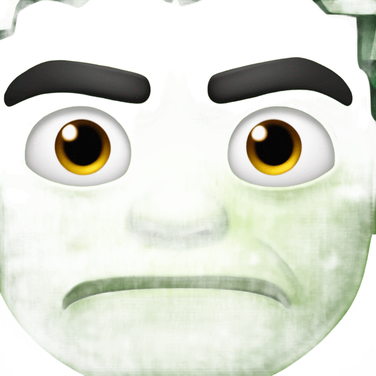 Hulk face with drop of sweat on his forehead emoji