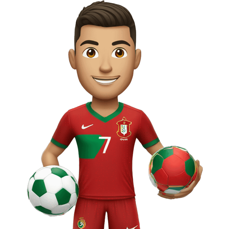 cristiano ronaldo con la camiseta de portugal sosteniendo la copa del mundo emoji