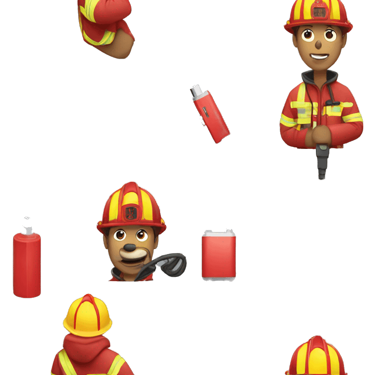 Firefighter holding a phone charging cable emoji