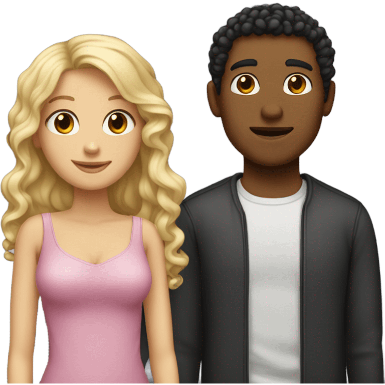 mixed boyfriend with curly dark brown hair and white girl friend with blond hair emoji