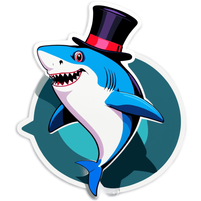 Shark with a top hat emoji