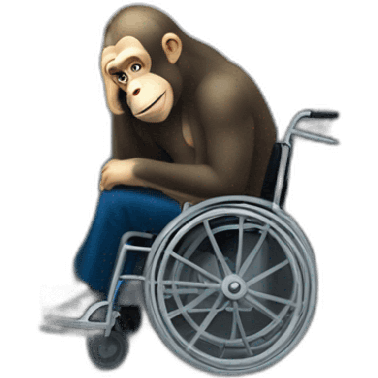 Very sad Putin monke in elevator in wheelchair emoji