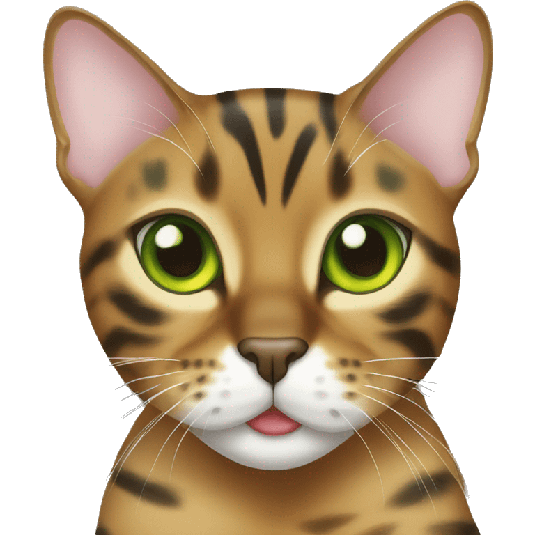 green-eyed bengal cat with a yellow small bow emoji