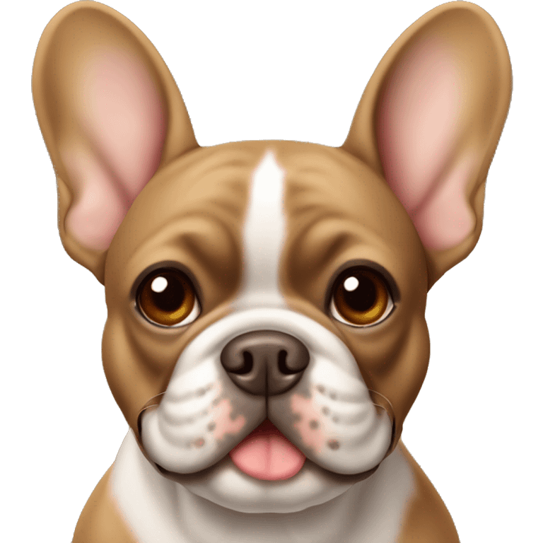 Brown French bulldog smiling with left ear folded emoji