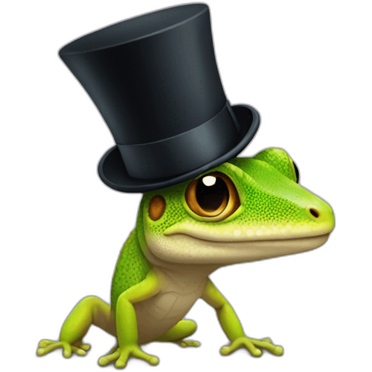 gecko with a top hat emoji