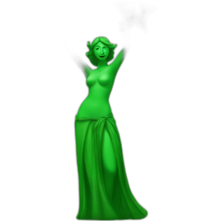 statue green woman holding three stars above head emoji