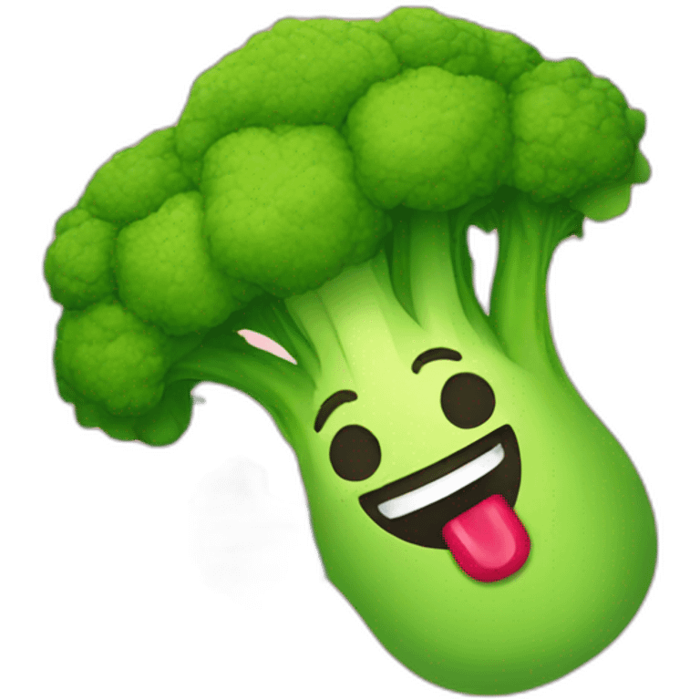 Broccoli with happy face and lipstick emoji