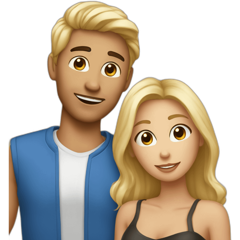 Couple avec un homme blond yeux bleus et une femme blonde yeux marrons  emoji