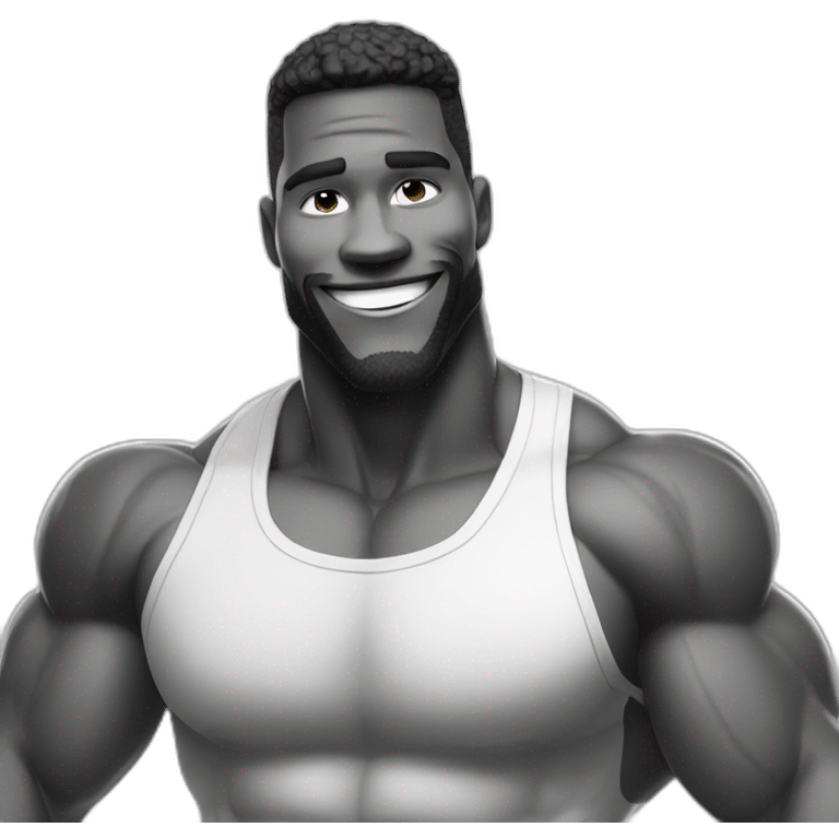 Giga Chad smiling black and white musculation meme emoji