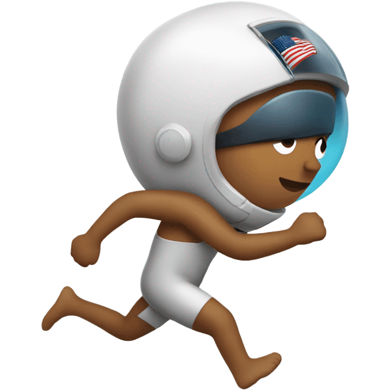 a person running with an astronaut hat and a swimming suit emoji