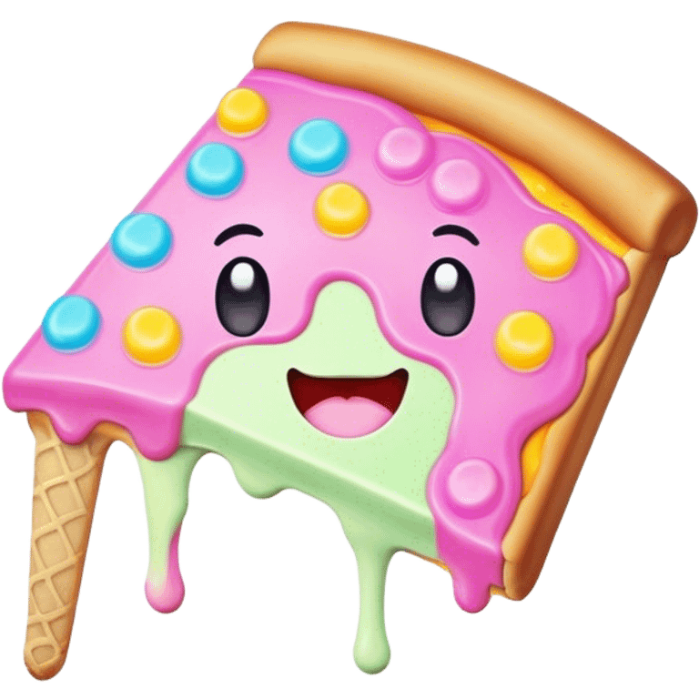 Melted neon kawaii pastel ice cream pizza slice emoji