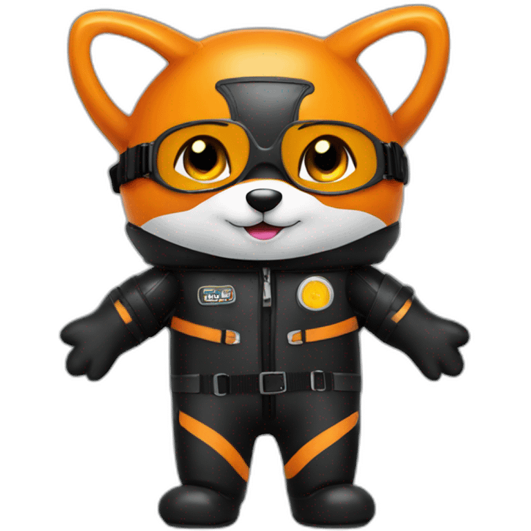 fox in black rubber shiny diving suit emoji