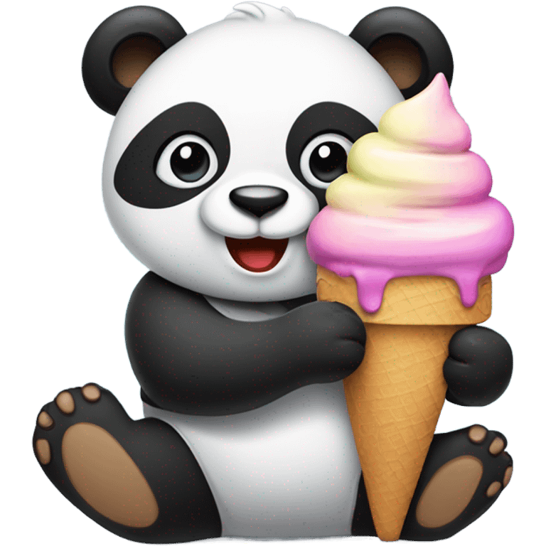 Panda eating ice cream emoji